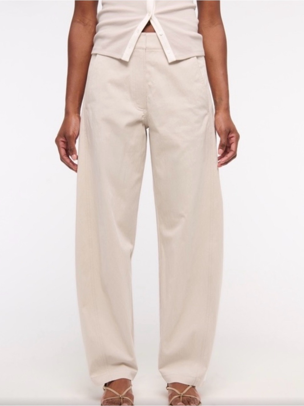 Abercrombie High-Rise Barrel Khakis